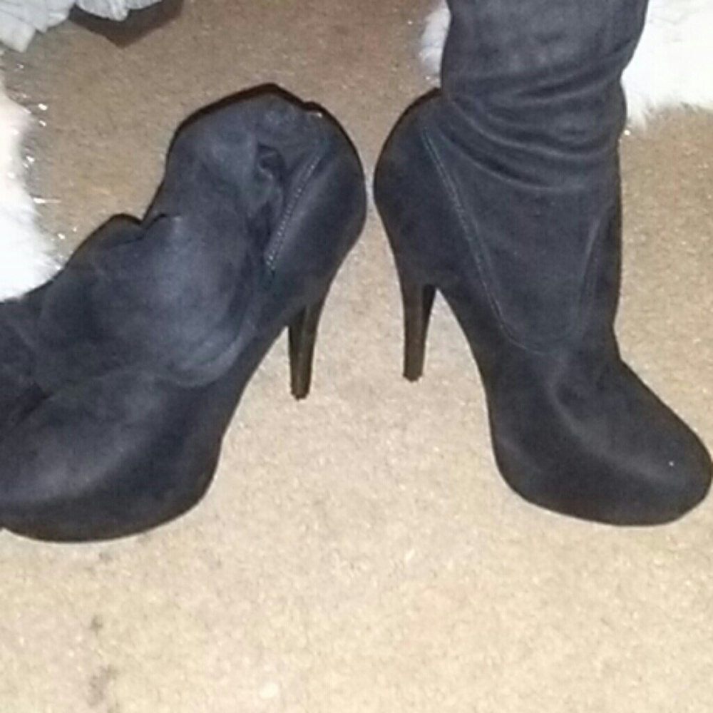 thigh high   forever 21 black boots